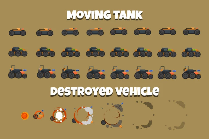 Combat Vehicle Sprites Flat Design