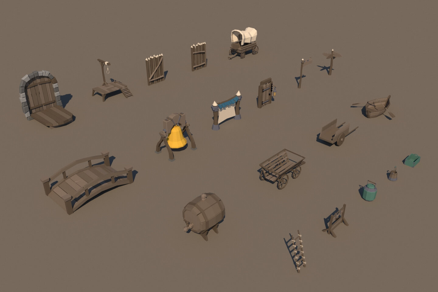 low poly game props in modo software