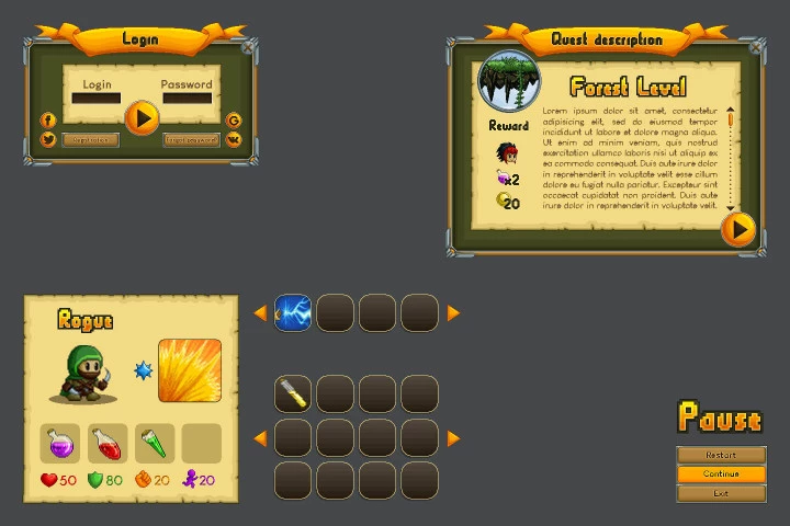Fantasy Platformer Game UI