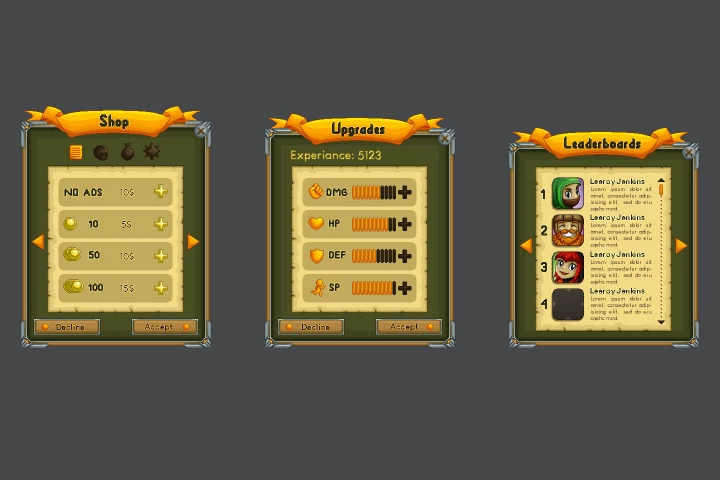 Fantasy Platformer Game UI