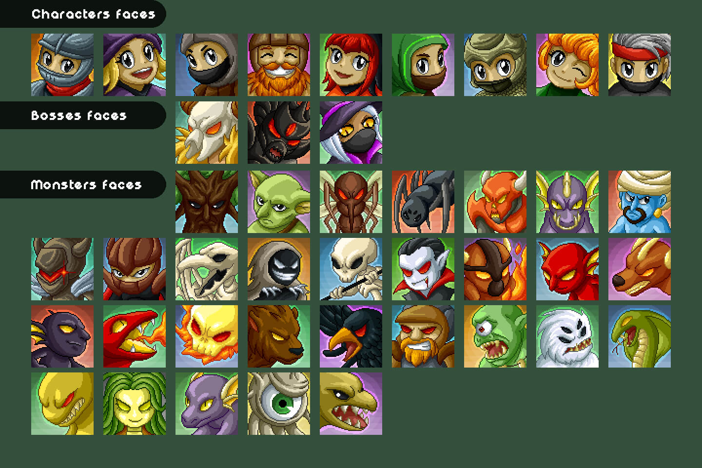 Collection 1, 32x32 Fantasy Characters & Creatures : r/PixelArt