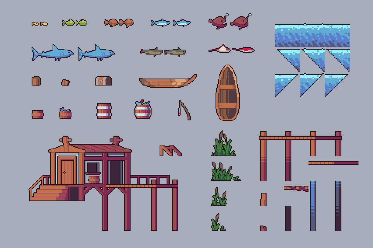 Free Fishing Game Assets Pixel Art Pack Craftpix Net