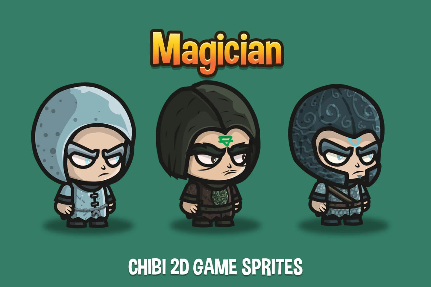 Magician Chibi 2D Game Sprites