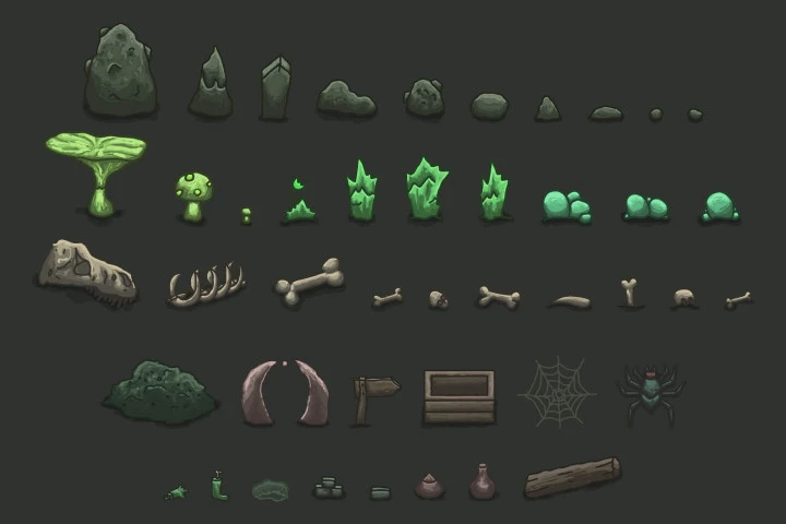 2D Top Down Cave Tileset