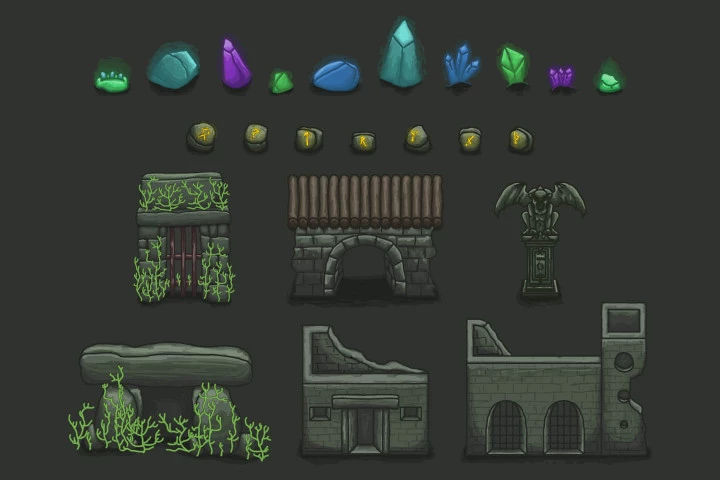 2D Top Down Cave Tileset