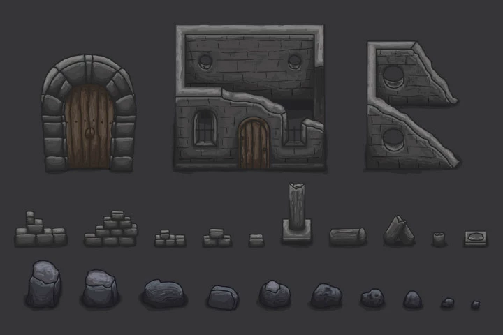 2D Top Down Dungeon Tileset