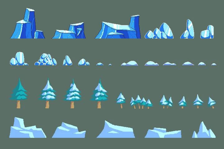 Frozen Pixel Art Environment Assets Pack