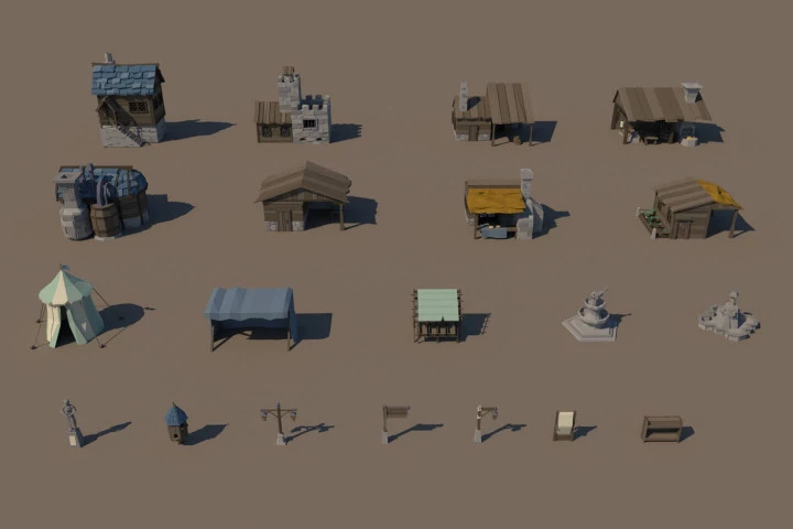 Medieval Building 3D Low Poly Models