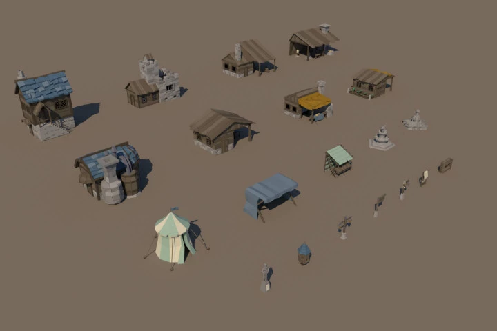 Medieval Building 3D Low Poly Models