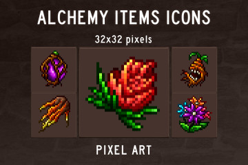 Alchemy Items Pixel Art Icons