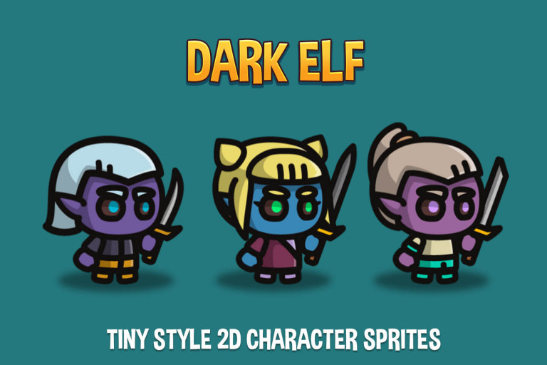 Dark Elf Tiny Style 2D Character Sprites - CraftPix.net