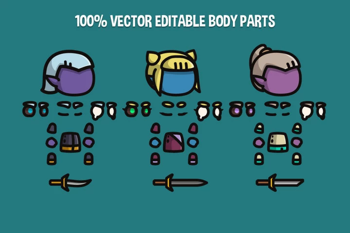 Dark Elf Tiny Style 2D Character Sprites