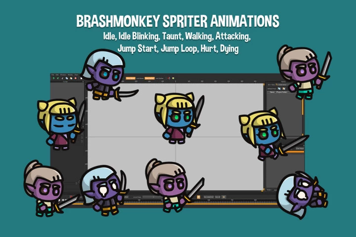 Dark Elf Tiny Style 2D Character Sprites