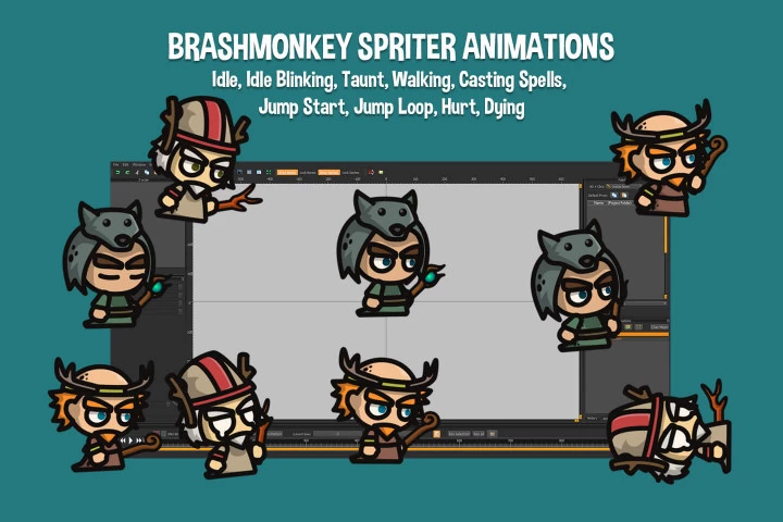 Druid Tiny Style 2D Character Sprites