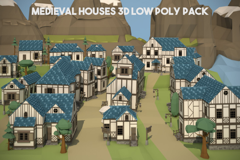 Free Medieval Houses 3D Low Poly Pack - CraftPix.net