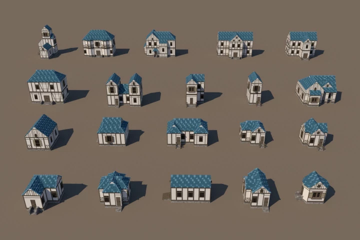 Free Medieval Houses 3D Low Poly Pack
