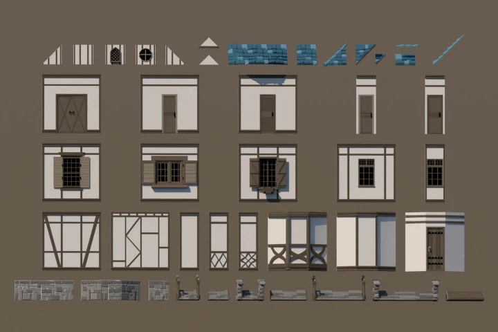 Free Medieval Houses 3D Low Poly Pack