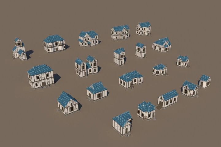 Free Medieval Houses 3D Low Poly Pack