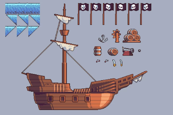 Pirate Invasion Game Assets Pixel Art Pack