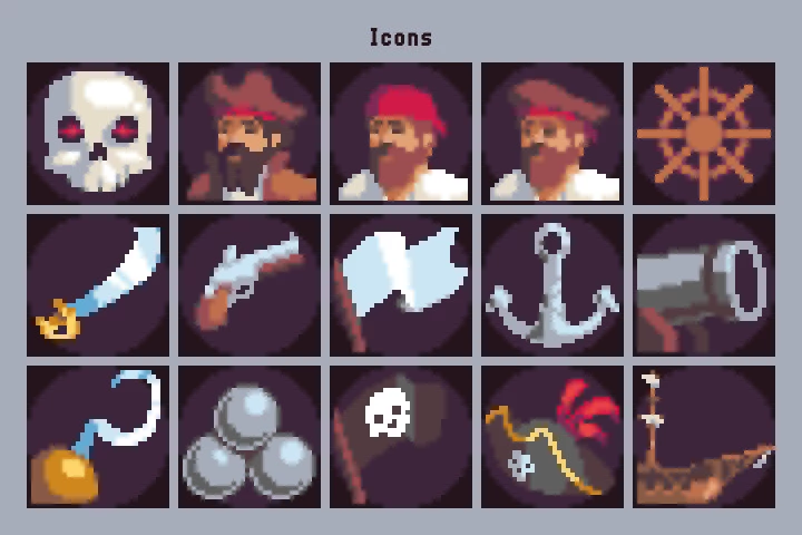 Pirate Invasion Game Assets Pixel Art Pack