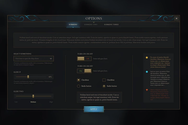 RPG & MMO Game User Interface