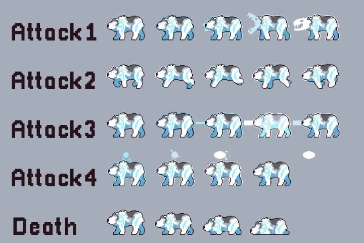 Snow Bosses Game Character Pixel Art Pack