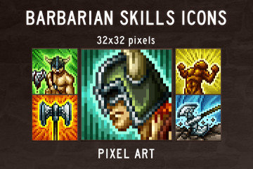 Barbarian Skills Pixel Art Icon Pack