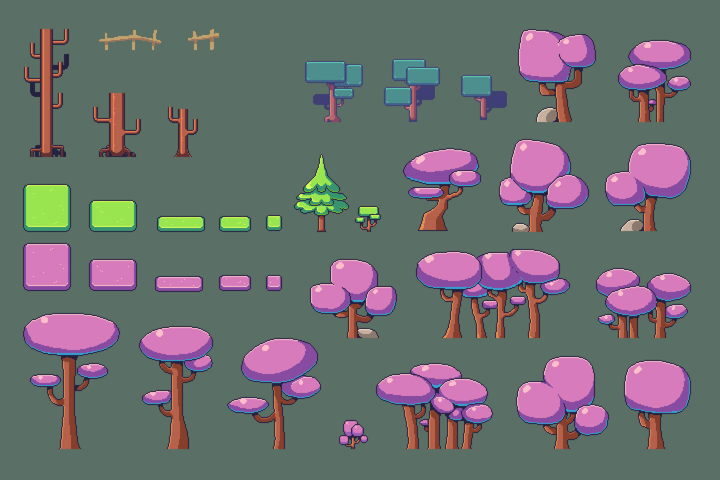 Forest Pixel Art Environment Asset Set - CraftPix.net