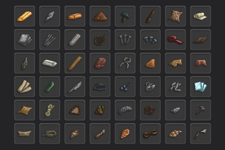 Resources and Craft Vector Game Icons