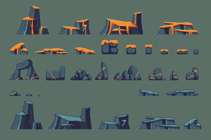 Volcano Pixel Art Environment Assets Pack