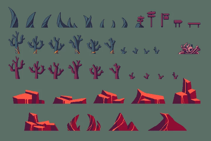 Volcano Pixel Art Environment Assets Pack