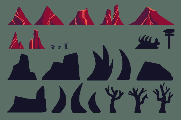 Volcano Pixel Art Environment Assets Pack