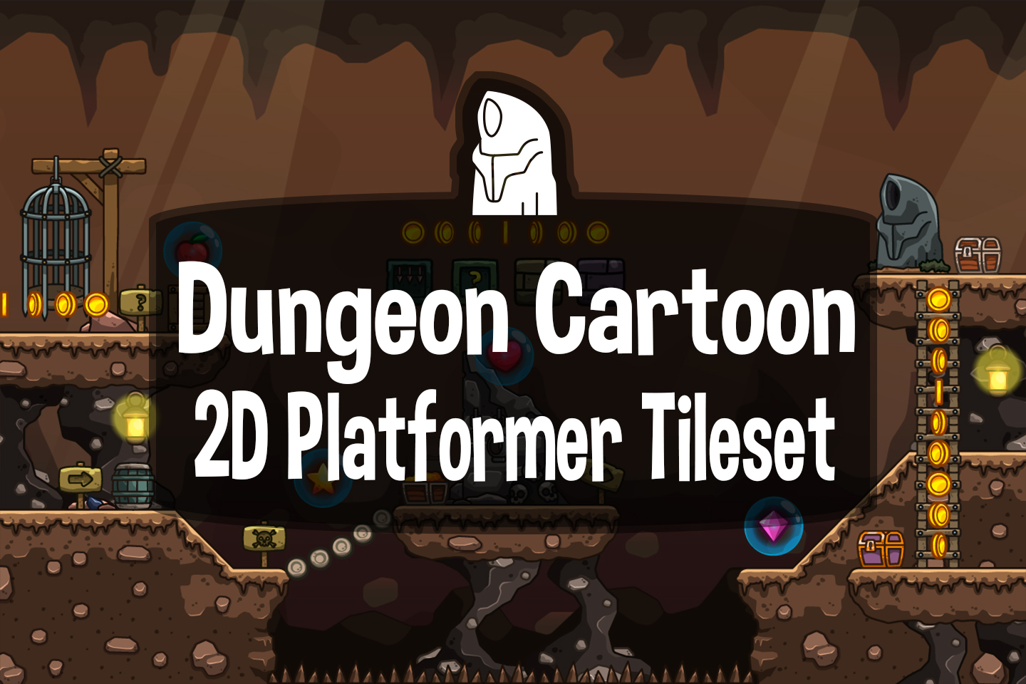 Dungeon Cartoon 2D Platformer Tileset