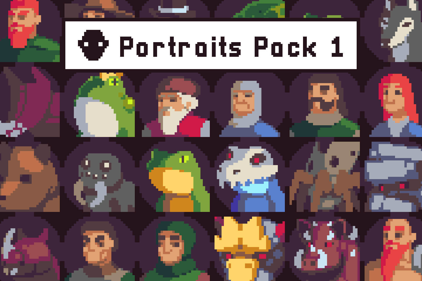 Free 39 Portraits Pixel Art Assets Pack