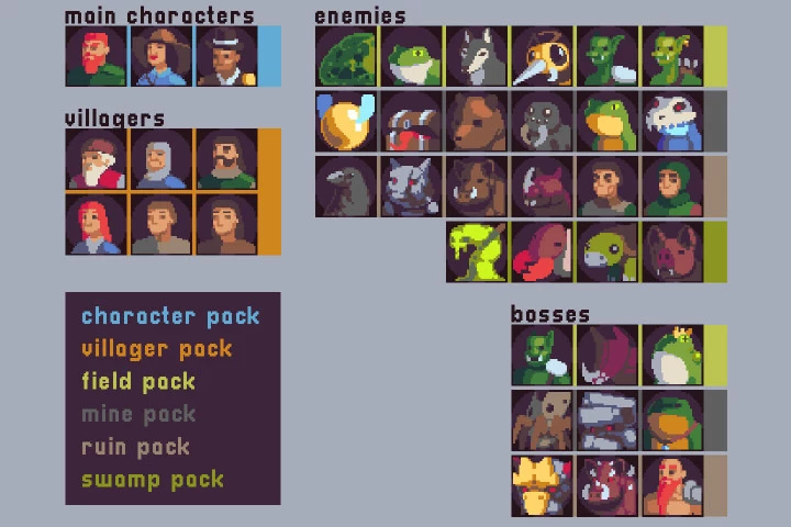 Free 39 Portraits Pixel Art Assets Pack