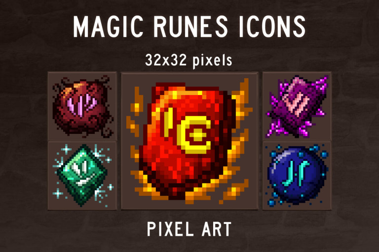 Magic Runes Pixel Art Icon Pack - CraftPix.net