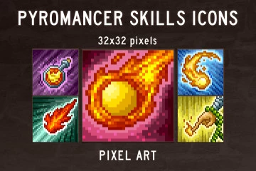 Pyromancer Skills Pixel Art Icons