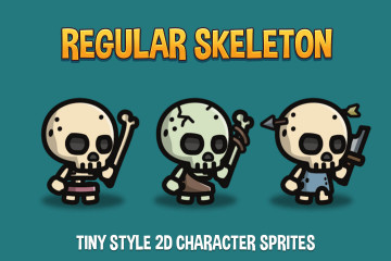 Regular Skeleton Tiny Style 2D Sprites