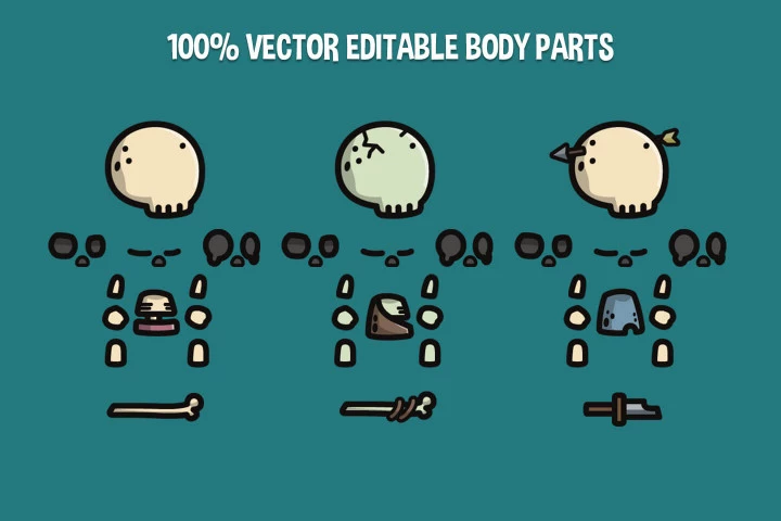 Regular Skeleton Tiny Style 2D Sprites