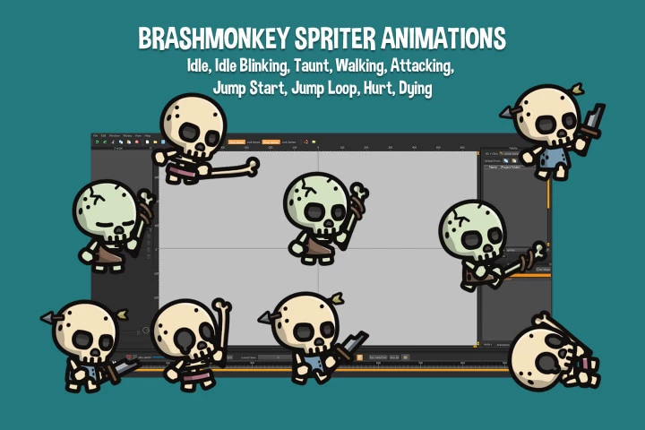 Regular Skeleton Tiny Style 2D Sprites