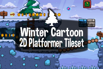 Winter Cartoon 2D Platformer Tileset