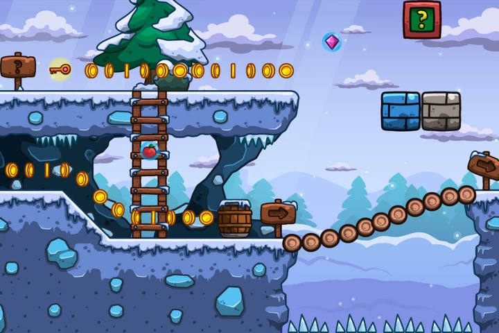 Winter Cartoon 2D Platformer Tileset