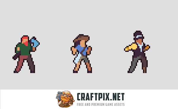 Free 3 Character Sprite Pixel Art by 2D Game Assets on Dribbble