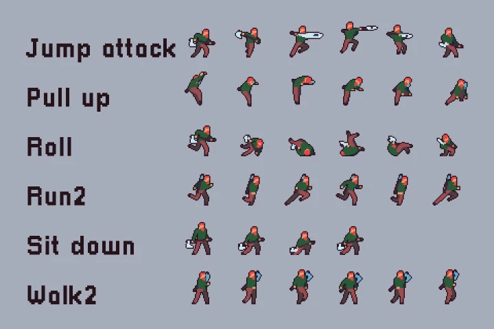 3 Character Sprite Sheets Additional Animation Set