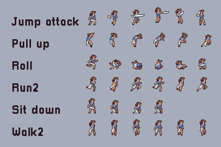 3 Character Sprite Sheets Additional Animation Set