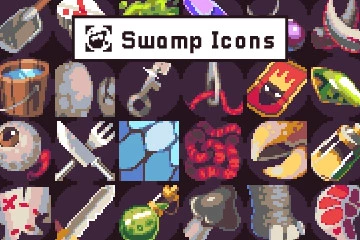 40 Pixel Art Icons for Swamp Location