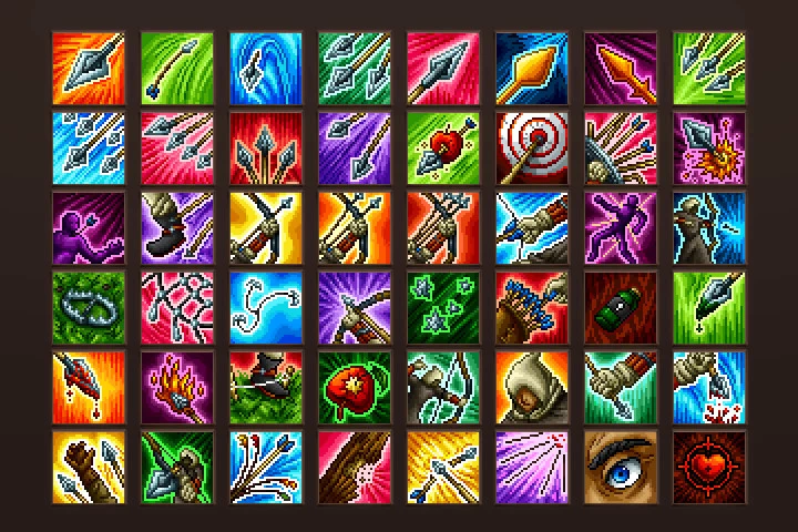 Archer Skills Pixel Art Icons