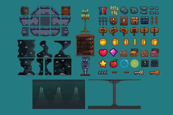 Castle Cartoon 2D Platformer Tileset