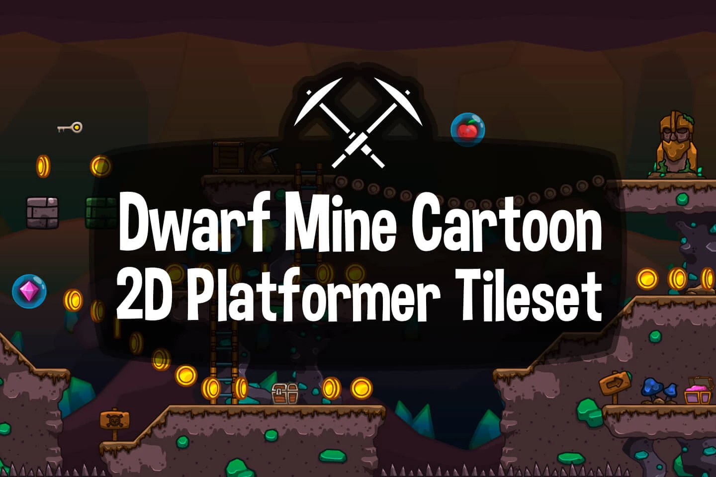 Mine Platformer 2D Game Tileset 