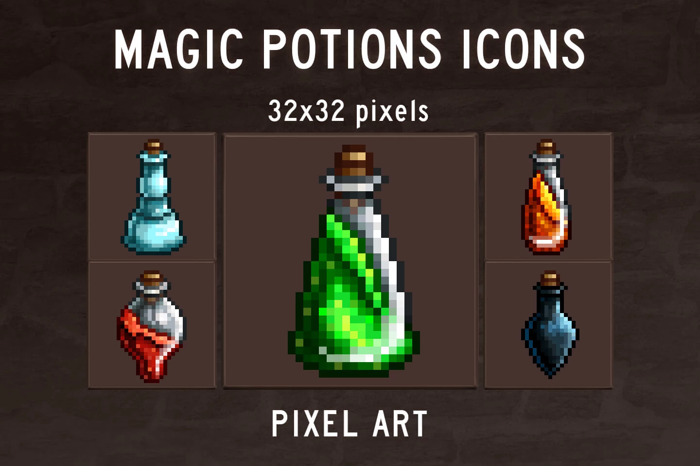 500+ Pixel Potion Icons(32x32) in 2D Assets - UE Marketplace